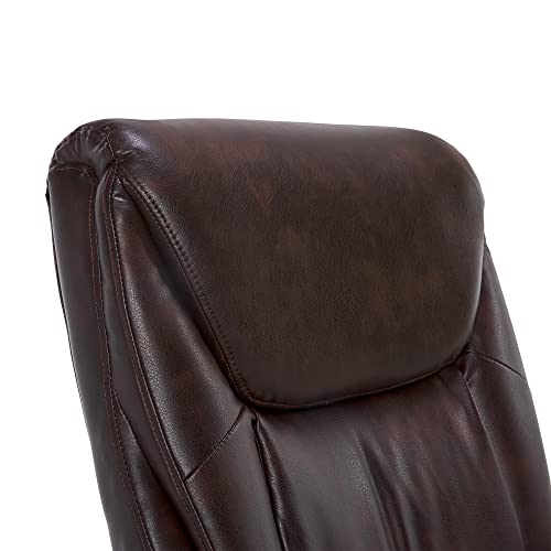 La-Z-Boy Edmonton Big And Tall Executive Office Chair With Comfort Core Cushions, Solid Wood Arms And Base, Waterfall Seat Edge, Bonded Leather, Big & Tall, Brown #TOP3