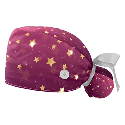 Casquettes de travail ajustables JDEZ avec motif étoiles roses