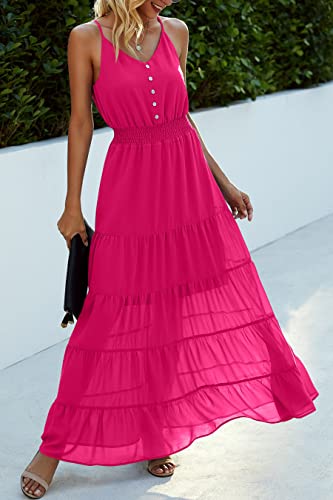 Image of PRETTYGARDEN Women's 2026 Summer Maxi Dress Spaghetti Strap Sleeveless High Waist Beach Vacation Long Sundresses