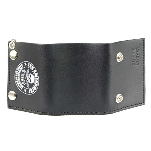 Image of Milwaukee Leather MLW7889 Men's 7.5 inch Black Premium Leather Soft Biker Wallet - Bi-Fold Anti-Theft Stainless Steel Chain
