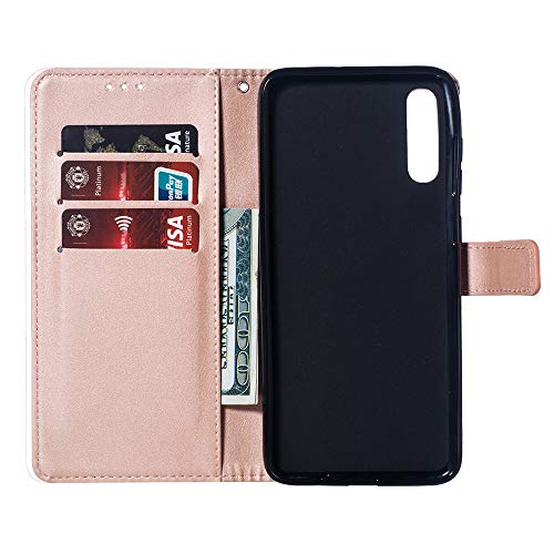 Leather Wallet Phone Case For Samsung Galaxy A70 A70S With Credit Card Holder Slot Kickstand Folio Flip Cover Full Body Protective Cell Accessories Glaxay A 70 Gaxaly S70 70A 70S 2019 Cases Rose Gold #TOP2