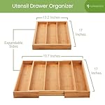 Purawood Kitchen Drawer Organizer - Expandable Utensil Drawer Organizer for Kitchen, Cutlery Tray & Silverware Organizer, 3-5 Slots - Bamboo Organizer for Utensils & Flatware (Natural) - Image 3