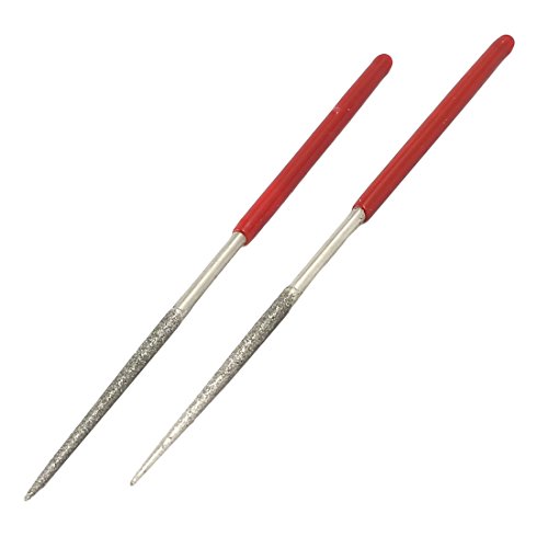 uxcell Plastic Coated Handle Woodworking Needle Files (2 Piece), 2mm x 100mm, Red