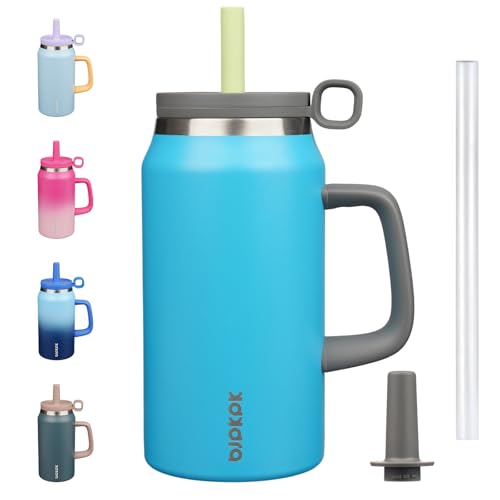 BJPKPK 50 oz Insulated Tumbler with Handle, Straw & Lid, Stainless Steel