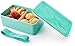 Fiambrera Bento para Adultos | 1 Recipiente 2 Cubiertos | Porta Alimentos Hermética | Libre de BPA | Apto Microondas y Lavavajillas | 1000ml (Verde）