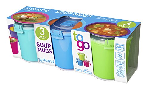 Sistema To Go kubki do zupy mikrofalowej, 656 ml, różne kolory, 3 sztuki