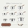 CAROTE 23pcs Tri-Ply Stainless Steel Cookware Set, Pots and Pans Set, Non Toxic Induction Kitchen Cooking Sets, Cookware Collection, Mirror Polish, Silver #1