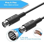 FORE MIDI to USB Interface MIDI Cable Adapter with Input&Output Connecting with Keyboard/Synthesizer for Editing&Recording Track Work with Windows/Mac OS for Studio USB 2.0 Color Black - 6.5Ft