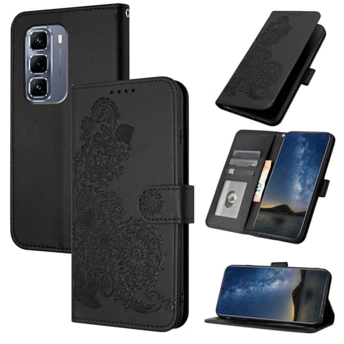 Rfvzubemok Compatible with Infinix Hot 50 5G Case,Kickstand Flip Compatible with Infinix Hot 50 5G Magnetic Wallet Cover Black