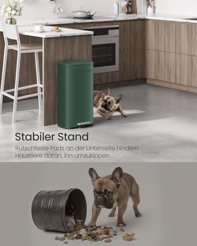 SONGMICS Mülleimer 30L aus Stahl, Tretmülleimer mit Deckel – Ansicht 7