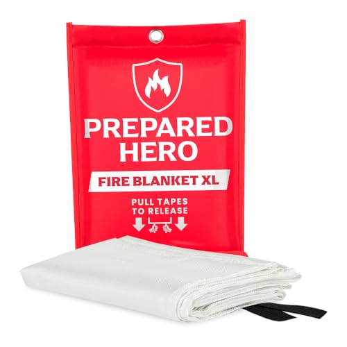 Prepared Hero Emergency Fire Blanket XL - 1 Pack - Fire Suppression for Kitchen, 47' x 71' Fiberglass Fire Blanket for Home