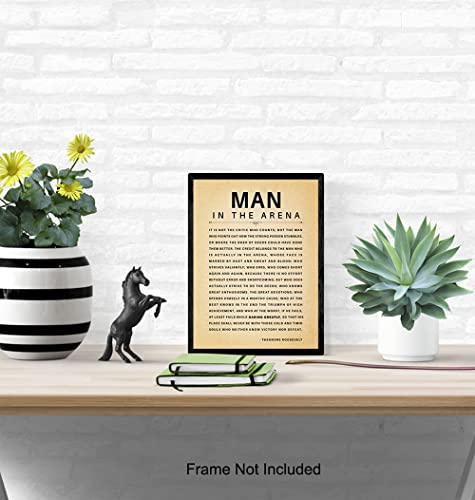 Yellowbird Art & Design Man In The Arena Large 11X14 - Uplifting Inspirational Quotes - Teddy Theodore Roosevelt Poster thumb #4