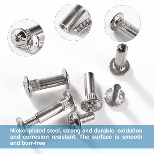 VooGenzek 50 PCS Φ5mm Connecting Bolts with M4 Screws, Furniture Fastener Binding Screws Bolts, Nickel Cupboard Joining Bolts - Image 3