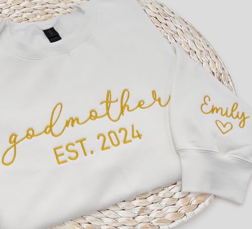 Personalized Embroidered Sweatshirt and Hoodie Add Your Custom Text on Sleeve Est Gift for Grandma Mothers Day Long Sleeve.2