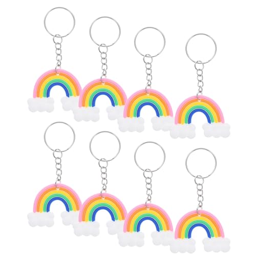 Image of FRCOLOR Silicone Keychain Lightweight Creative 8pcs Rainbow Cloud Mini with Design and Keyring Accessory Gift for Women for Everyday Use and Travel