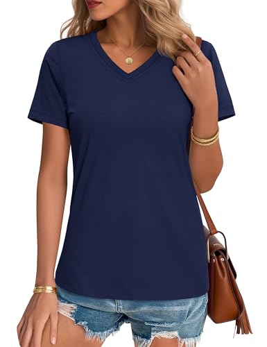 YUCOLEN Women's Short Sleeve Tee Shirts UPF 50+ Soft Breathable V Neck T-Shirts Basic Fashion Tops2