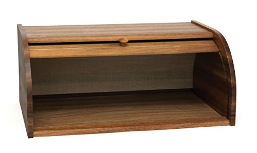 Lipper International Acacia Wood Rolltop Bread Box, 16" X 10-3/4" X 7" #TOP1