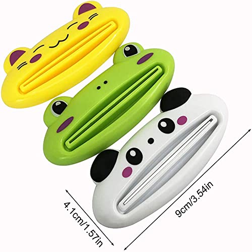 Toothpaste Squeezer For Kids – 4 Pack Animal Design – Bear, Frog, Cat, Panda – Plastic – Makeup Tube Squeezer #TOP4