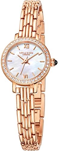 Lola Rose Elegant Women's Dress Watch with Genuine Gemstone, Ladies Multicolor Stainless Steel Bracelet Watch, Classic Gift for Women