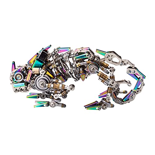 Puzzle in metallo 3D modello camaleonte, modello lucertola meccanica,puzzle in metallo steampunk per adulti