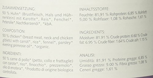 Herrmann Dose Sensibel Bio-Huhn Karotten,Reis und Fenchel, 6er Pack (6 x 800 g)