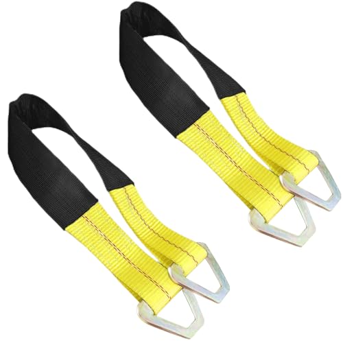 WSSROGY 2 Pack 24\" x 2\" Axle Tie Down Straps with Protective Sleeves and D Rings, Heavy Duty Car Axle Straps 6000 Lb. Capacity 9000 Breaking Strength for Securing Car Transport Hauler Tow Truck