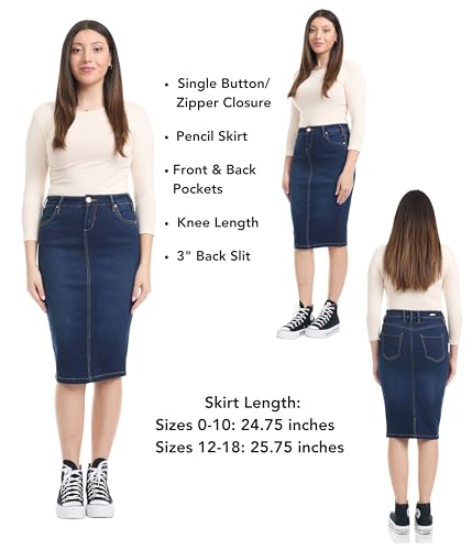 ESTEEZ Women's Slimming Denim Pencil Skirt with Tummy Control Panel – 'Miami'2