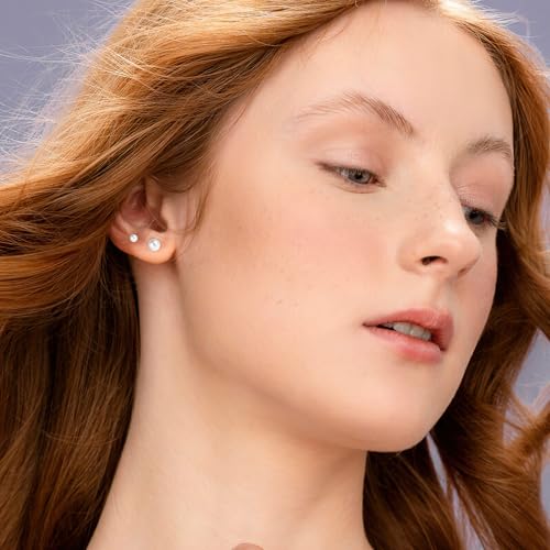 6 Pcs Flat Back Pearl Earrings for Women Gold Pearl Earrings Cartilage Piercing Earring Pearls Exquisite Pearls Earring for Gift Giving (3-8mm)2