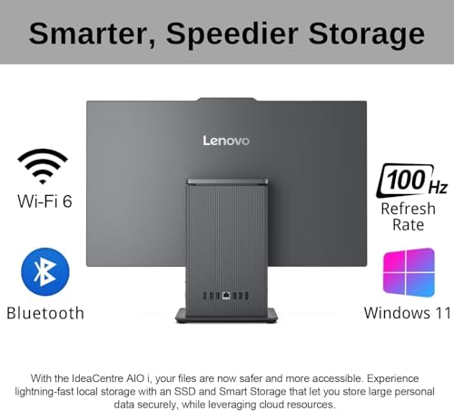 Image of Lenovo IdeaCentre 27 Inch AIO Desktop, FHD Touchscreen, AMD 8-Core Ryzen 7 7735HS (Base 3.2GHz), 16GB DDR5 RAM, 512GB SSD, Windows 11, WiFi 6, Wireless Keyboard & Mouse, Wireless Charging Base