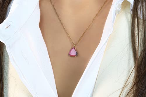 Collier en or 18k avec rhodonite Anémone, bijou de mariée fait main unique - 4