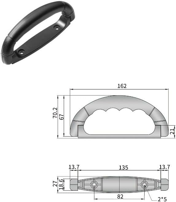 Image of RUIAN Luggage Handle 6.38in /162mm Plastic Pull for Luggage Suitcase Grip Replacement, Black