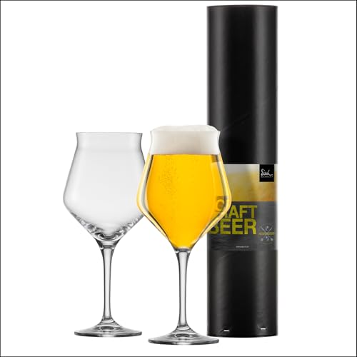 EISCH Craft Beer Experts Kelche 0,435 l (2 Stück) in Geschenkröhre, Biergläser mit bauchiger Form zur Aromaentfaltung, spülmaschinenfeste Kristallgläser (Art.-Nr. 180110)