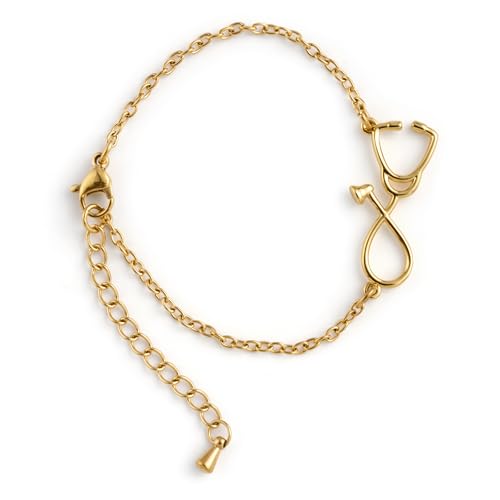 Stethoscope Bracelet 18k Gold | Stethoscope Nurse Jewelry, Gifts for Medical Professional, Medical Student Gift