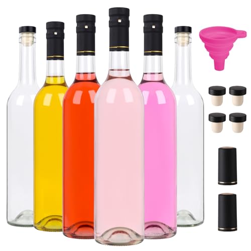 SZUAH Wine Bottles 750ml 6Pack, Empty Wine Bottles with...