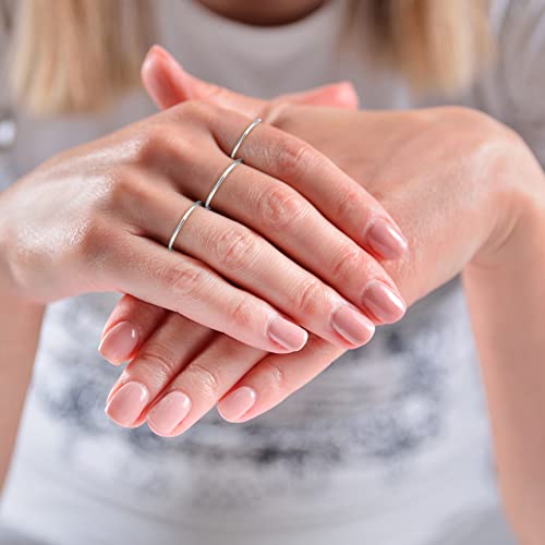 Alextina Silver Rings For Women Set Of 6 Stainless Steel 1Mm Thin Midi Silver Stacking Stackable Rings Plain Band Dome Finish Size 4 To 9 #TOP2