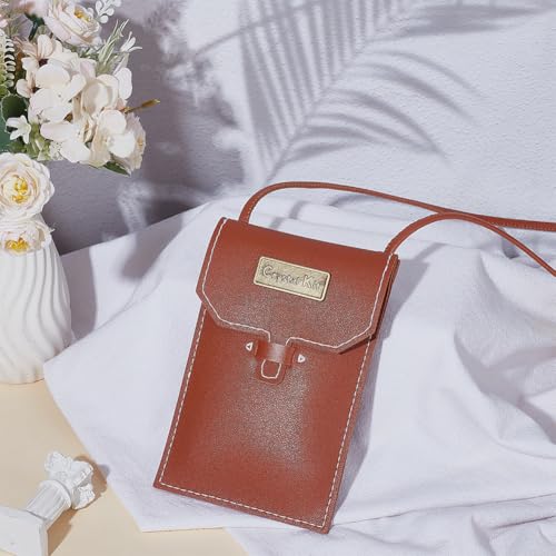 WADORN DIY Small Crossbody Cell Phone Bag Kit, Handmade PU Leather Purse Sewing Material Set Women Shoulder Wallet Making Tool Set Handicraft Purse Making Supplies Women Gift,19x12x0.5cm, Saddle Brown4