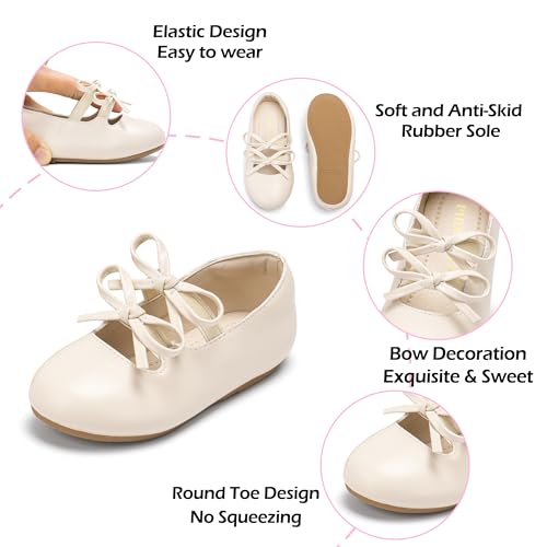 Image of PHIRAMIN Toddler Flower Girl Dress Shoes - Little Girl Mary Janes Flats Wedding