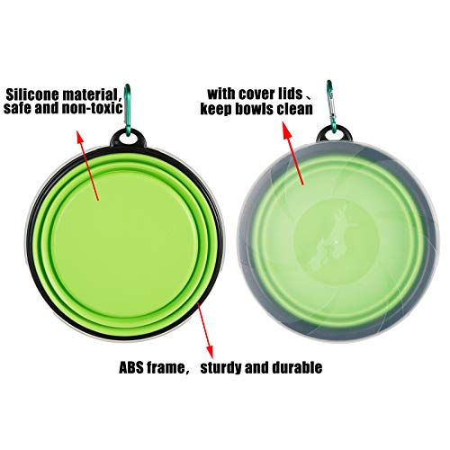 2 ciotole da viaggio pieghevoli per cani, con