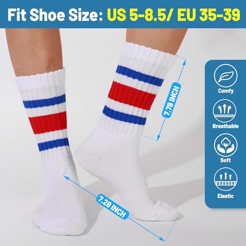 Ultrafun Crew Socks For Women Retro Striped Fun Novelty Socks Sports Casual Cotton Calf Socks Women  thumb #1
