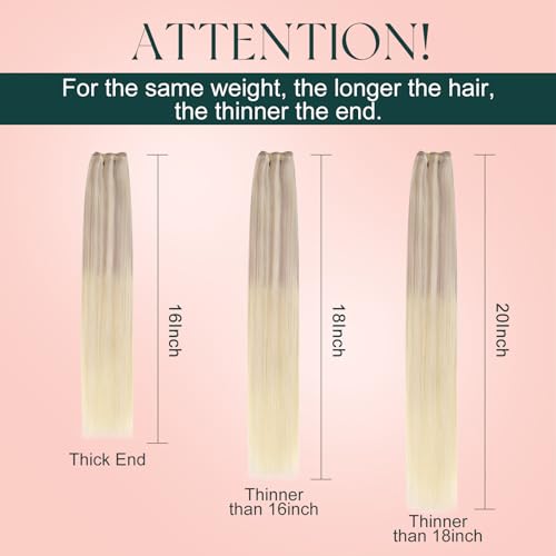 Image of Easyouth 22 Inch Weft Hair Extensions Human Hair Sew in Hair Extensions Ash Blonde Mix Platinum Blonde Sew in Weft Human Hair Extension 100G
