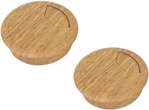 Image of Desk Cable Grommets, 2 Pcs 60mm Wood Grain Hole Covers