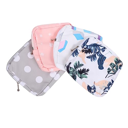 NOLITOY 4個 生理用ナプキン収納袋 繊細なホルダー トイレタリーオーガナイザー 期間 旅行用のトイレタリーバッグ 女の子のための最初のピリオドキット タンポン パッド 用品 ポリエステル