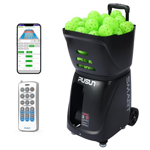 PUSUN PP-Smart Pickleball Machine – 80+ Ball Capacity, 20–70 mph Speed, 1.6–6s Frequency, 65ft...