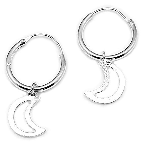 AKIEE Aros De Plata de Ley 925 Con Luna Pendientes para Mujer Hombre Cover