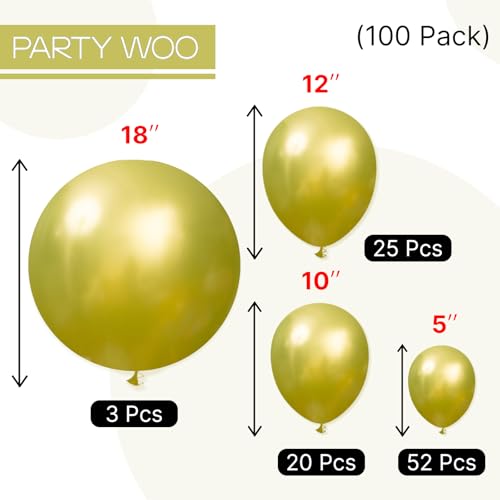 Image of PartyWoo Metallic Lime Green Balloons 100pcs Different Sizes Pack of 18 12 10 5 Inch Metallic Light Pastel Green Balloon Arch Kit for Spring Forest Theme Birthday Tea Party Decorations Green-G109