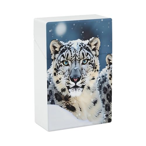 NTYFUR Blue Eyed Snow Leopard Cigarette Case, Slim Portable Plastic