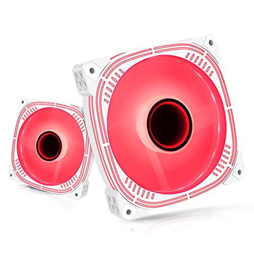SNCCJ Silent 120mm Case Fan, High Performance Low Noise LED PC Fans for Computer Case - 2 PCS (Red)