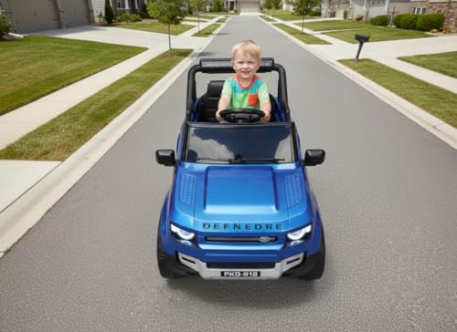 Image of Kids Defender Car 4X4 Heavy Duty 12V Electric Ride On Car for Baby with Remote Control (1-7Yrs) Kids Battery Operated Ride On (Blue)