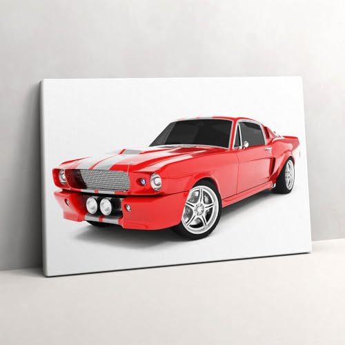 Voiture de sport rouge sur toile pour salon moderne - Décoration murale peinte 60x40