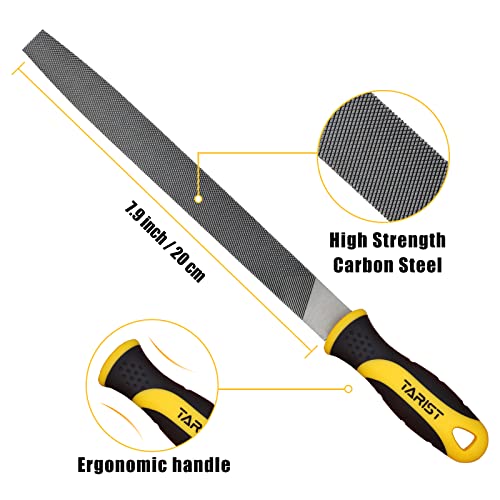 Metal File Set, 3-Piece, 8-inch,Professional Carbon Steel File, Includes Flat/Half-Round/Round,Work for Metal, Wood and More